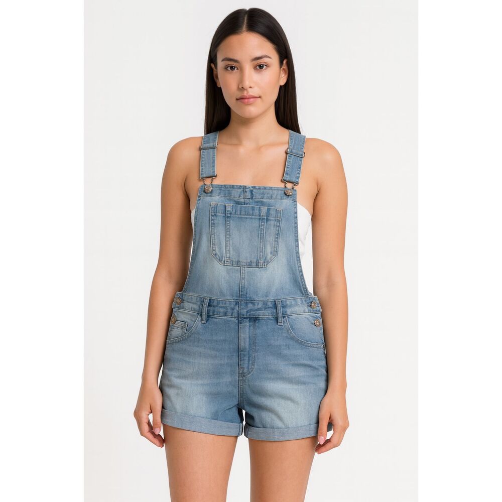 Wallflower Blue Open Back Short Overalls